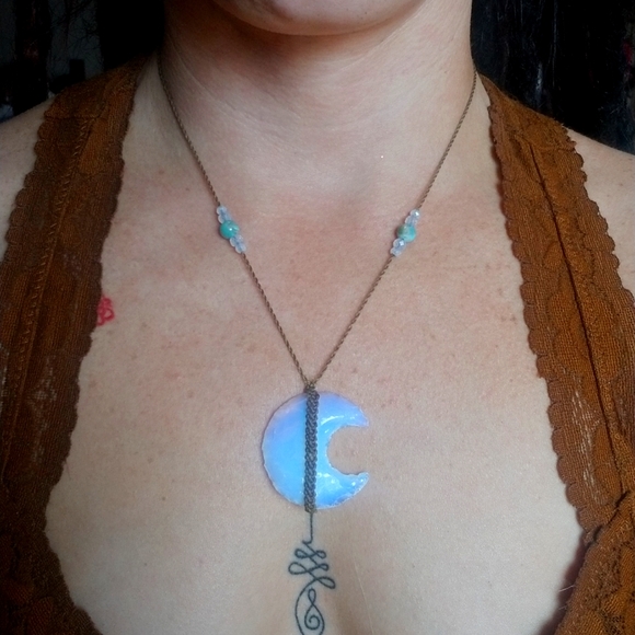 Opalite Moon Necklace - Picture 3 of 3